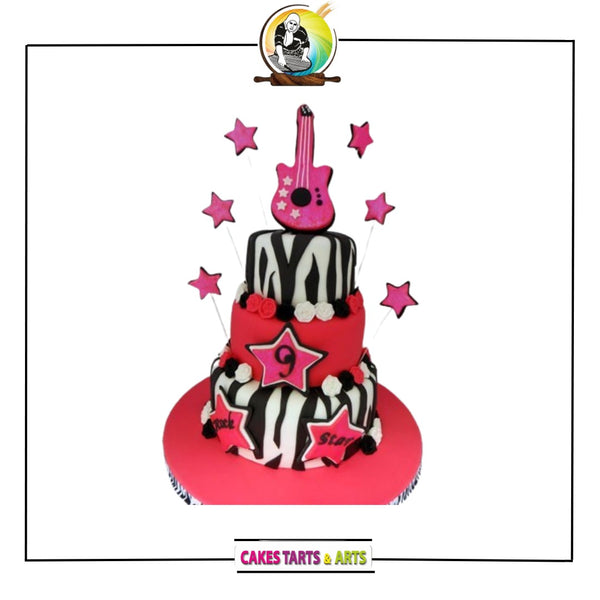 Aqua Pink Popstar Step Cake