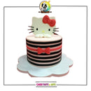 Bow Striped Hello Kitty Cake