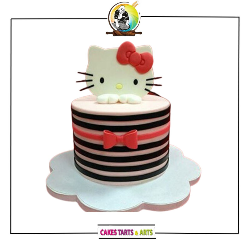 Bow Striped Hello Kitty Cake
