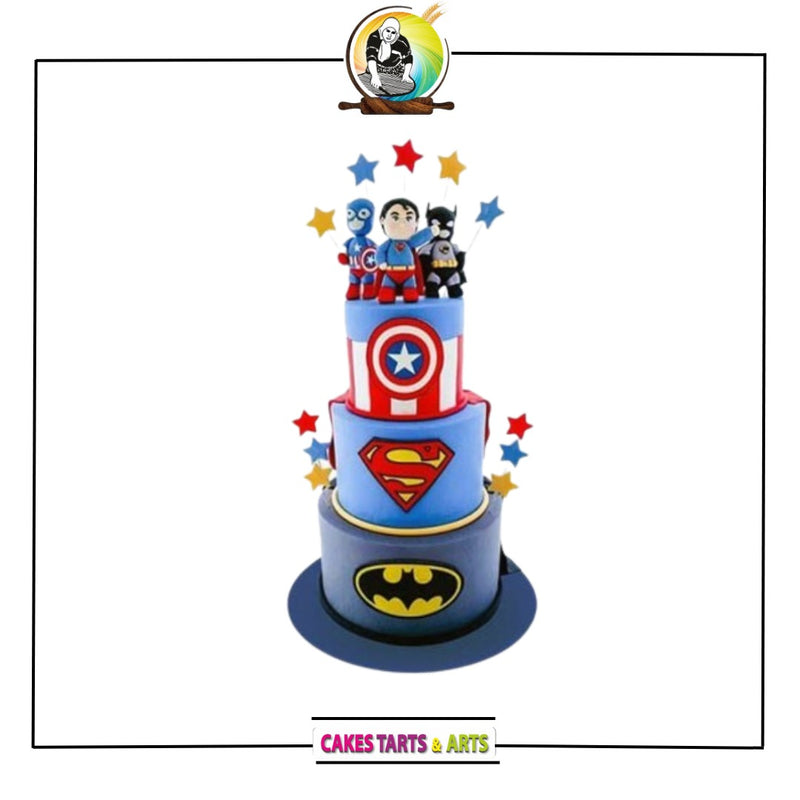 DC Meets Marvel Tiered Cake