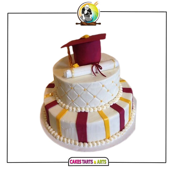 Diploma and Hat Tiered Graduation Cake