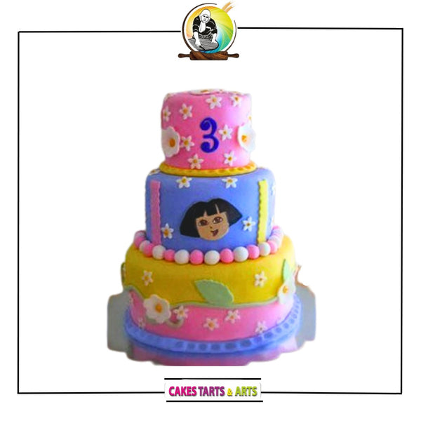 Dora the Explorer Tiered Pastel Birthday Cake