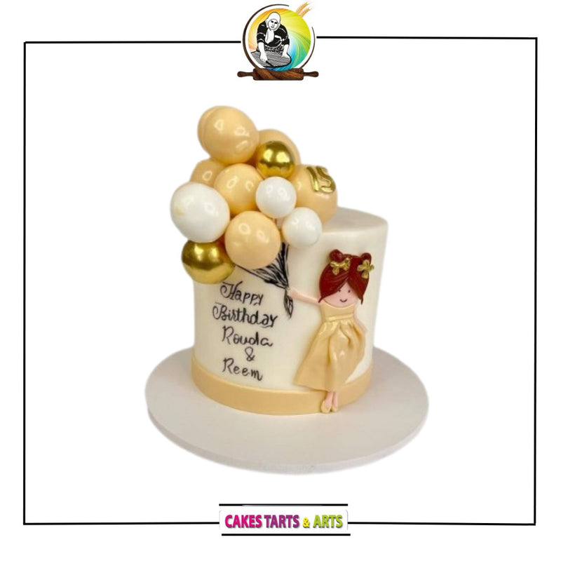 Girl With Balloons Cake