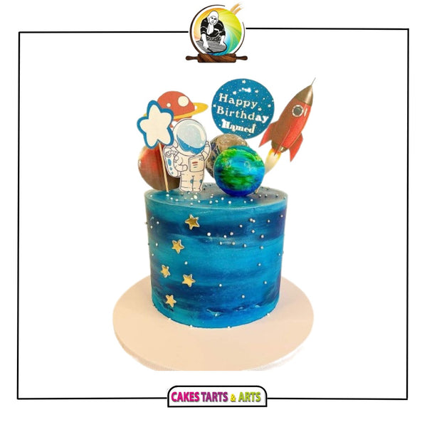 Space galaxy planet cake