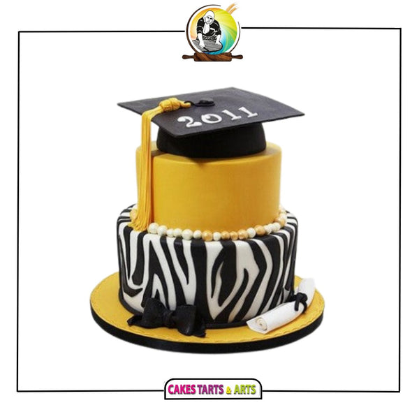 Zebra Stripe Graduation Cake