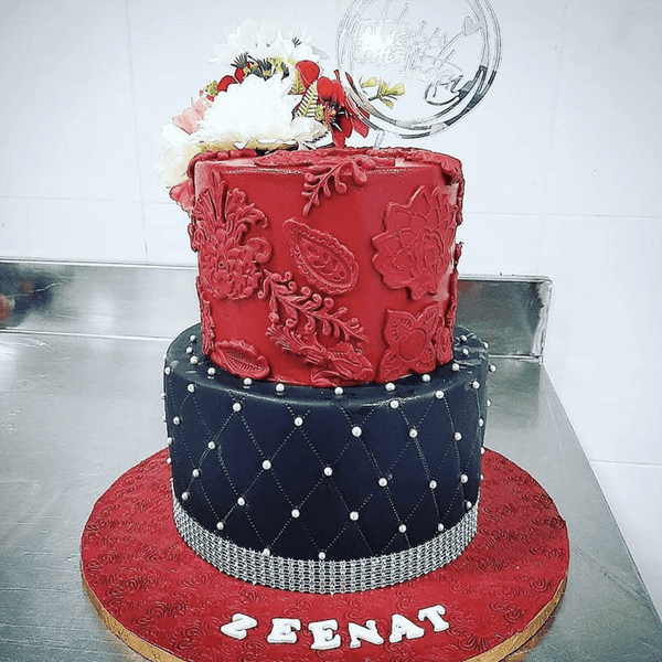 Wedding Blue & Red Cake