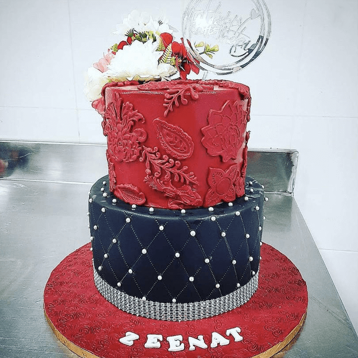 Wedding Blue & Red Cake